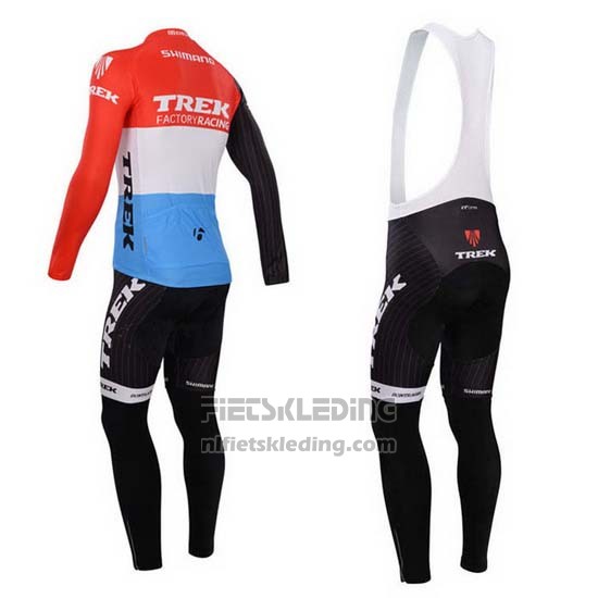 2014 Fietskleding Trek Factory Racing Rood en Wit Lange Mouwen en Koersbroek